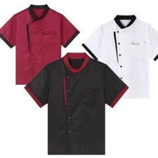 Mens Workear Culinary Chef Shirt Food Service Jacket Women Uniform Waitress Top