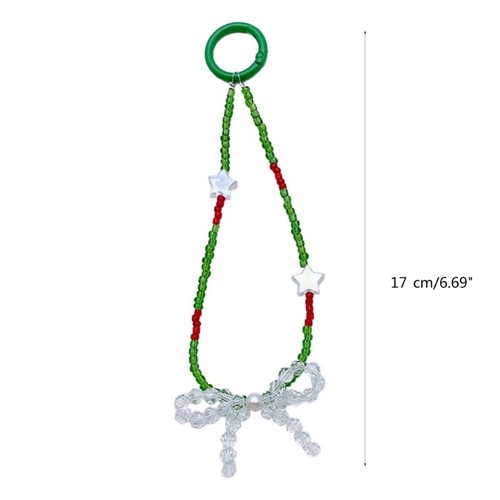 Beaded Bowknot Pendant Y2K Style Phone Charm Chain Strap Bag Decoration Lanyards - 第 8/8 張圖片