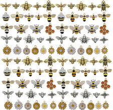 100Pcs Assorted Enamel Honeycomb Honeybee Bee Bracelet Charms for Jewelry Making