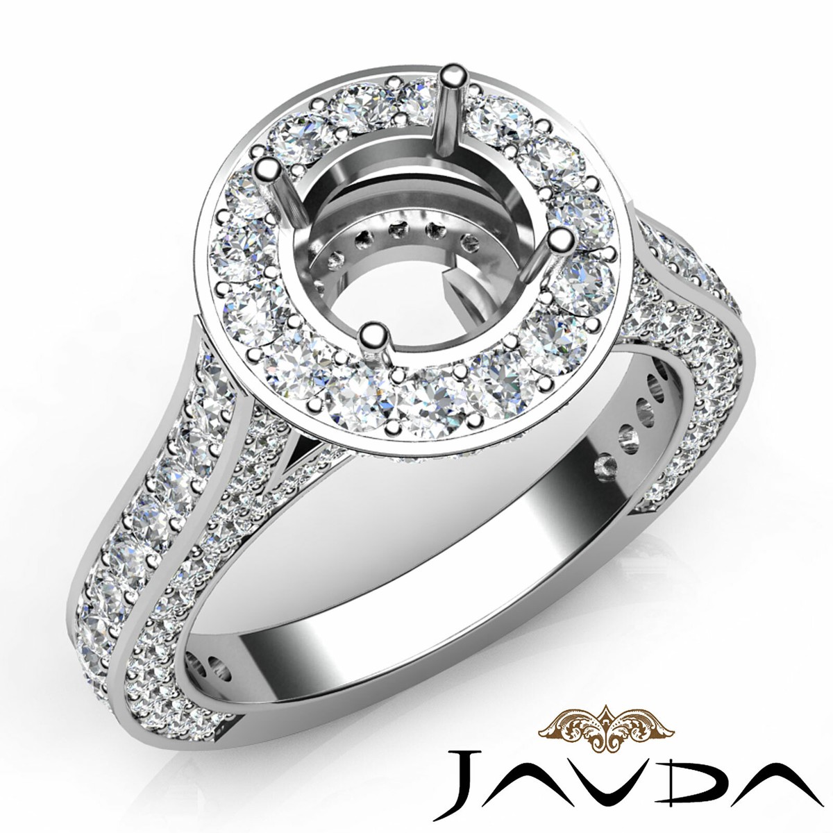 Diamond Engagement Round Semi Mount Circa Halo Micro Pave Setting
