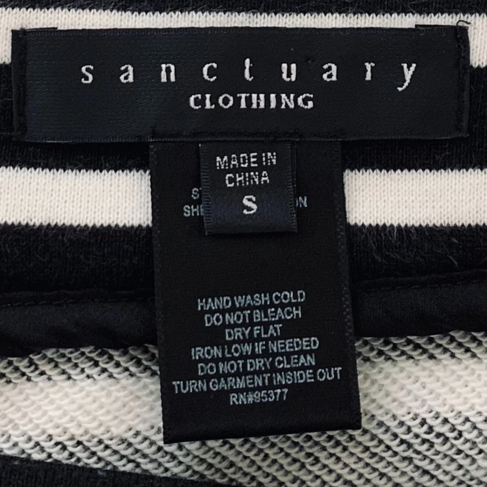 Falda Anthropologie Sanctuary para mujer pequeña negra blanca a rayas elástica informal Foto 4 de 4