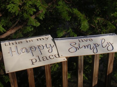 4 ARTMINDS ARTS & CRAFTS STENCIL 2- THIS IS MY HAPPY PLACE & 2-LIVE SIMPLY WOOD