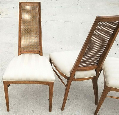 Set Of 2 Only Mid Century Modern Vintage Drexel High Back Cane Dining Chairs Ebay
