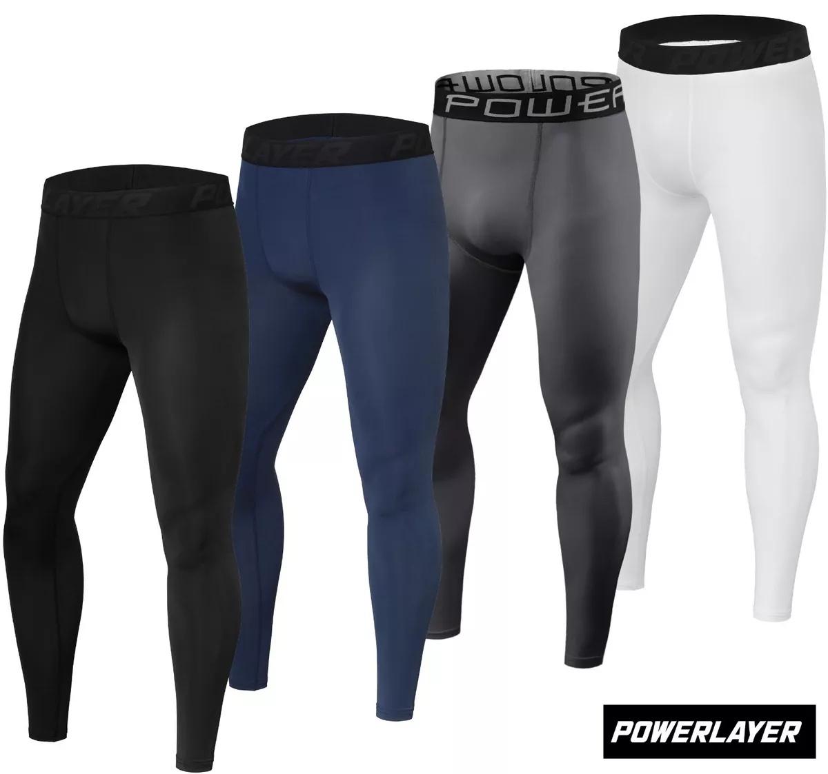 Men's & Boys' PowerLayer Compression Base Layer Football Rugby Gym Tights