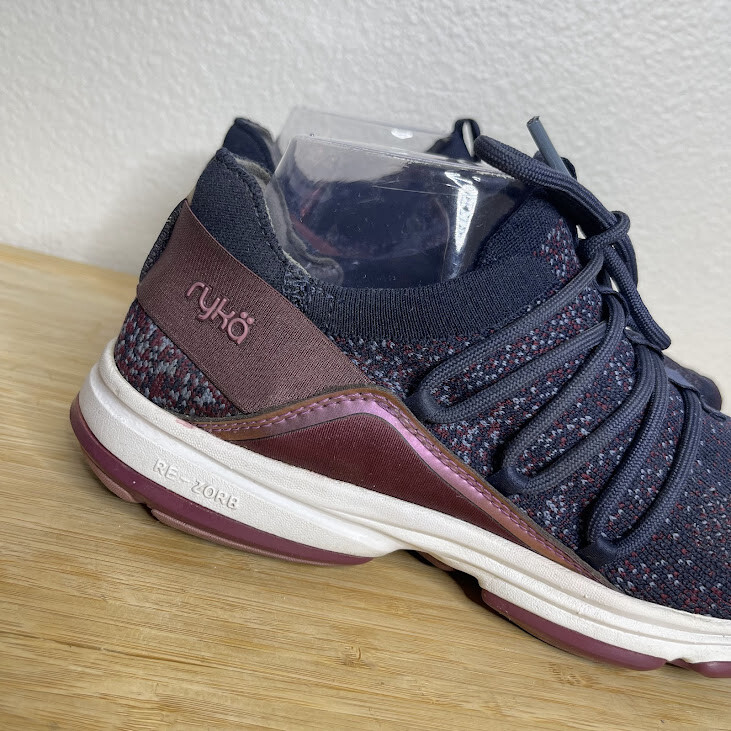 Ryka Walking Shoes Size 9.5 Knit Diffuse Navy Sneakers Athletic Lace Up