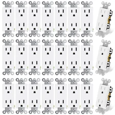 Decor Wall Recetpacle Outlet 15Amp 3 Wire Self-Grounding Tamper Resistant 24Pack