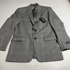 Lauren Ralph Lauren Mens Gray Blue Check Blazer Sports Coat Sz 38 R NWT 225