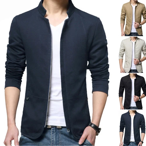 Blazer uomo casual cappotto giacca top slim fit business formale un bottone tuta cappotto - Foto 5 di 28