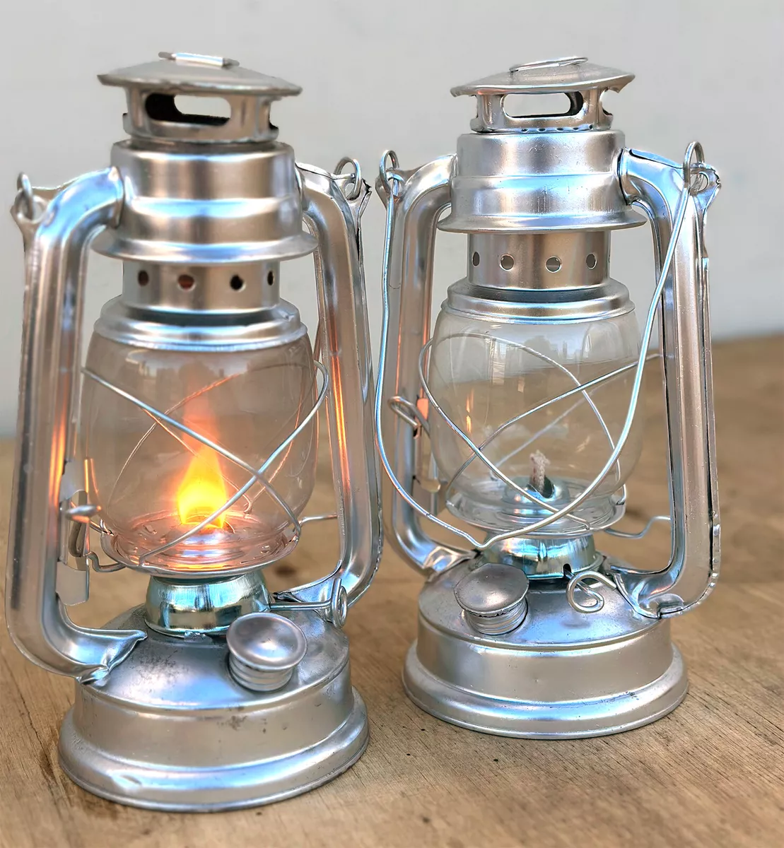 Lot of 2 Hurricane Lantern Hanging Emergency Camping Kerosene Oil Lamp Light