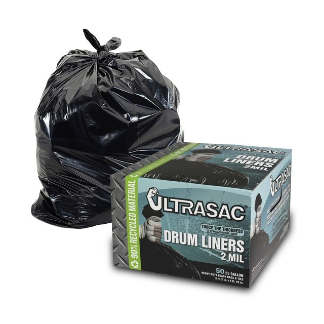 Ultrasac 55 Gal. Drum Liner Trash Bags Waste Garbage Bag Heavy Duty 50