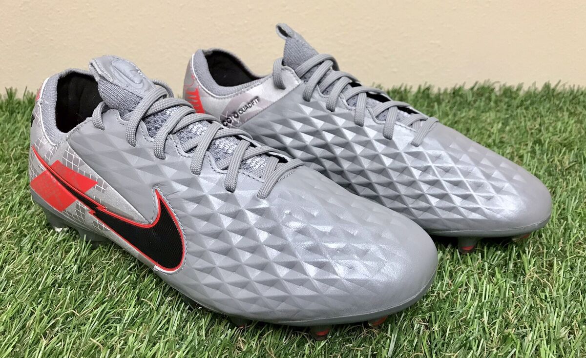 Nike Tiempo Legend 8 Elite FG ACC Soccer Cleats Grey/Red Nike Tiempo Legend 8 Elite FG ACC Soccer Cleats Grey/Red