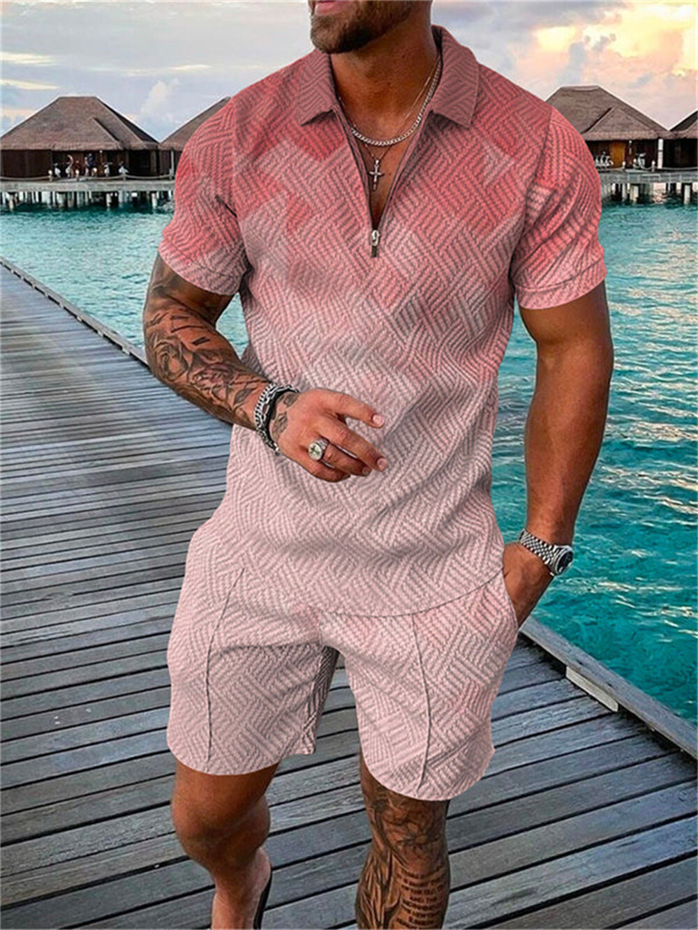 2 piece shirt and shorts mens
