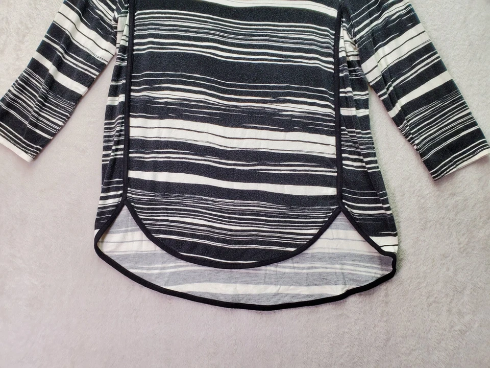 Blusa Willi Smith feminina tamanho XL listrada preta rayon manga longa gola redonda - Imagem 4 de 4