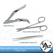 Best 3Pc Suture Scissors Skin Staple Remover Medical Surgical First Aid Tweezers
