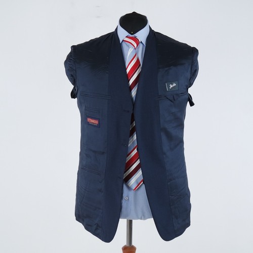Mens Navy Blue Blazer 42R UK Size FACIS ETHOMAS Wool Sport Coat Jacket - Picture 11 of 14