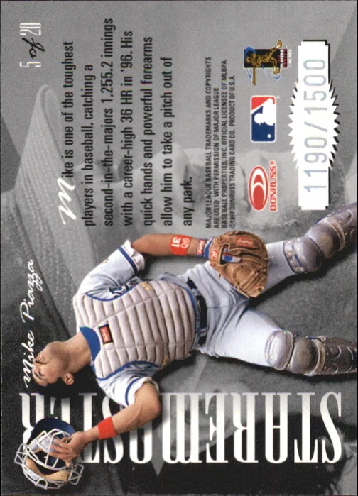 1997 Donruss Preferred Staremasters #5 Mike Piazza /1500 - NM-MT - Image 2 of 2
