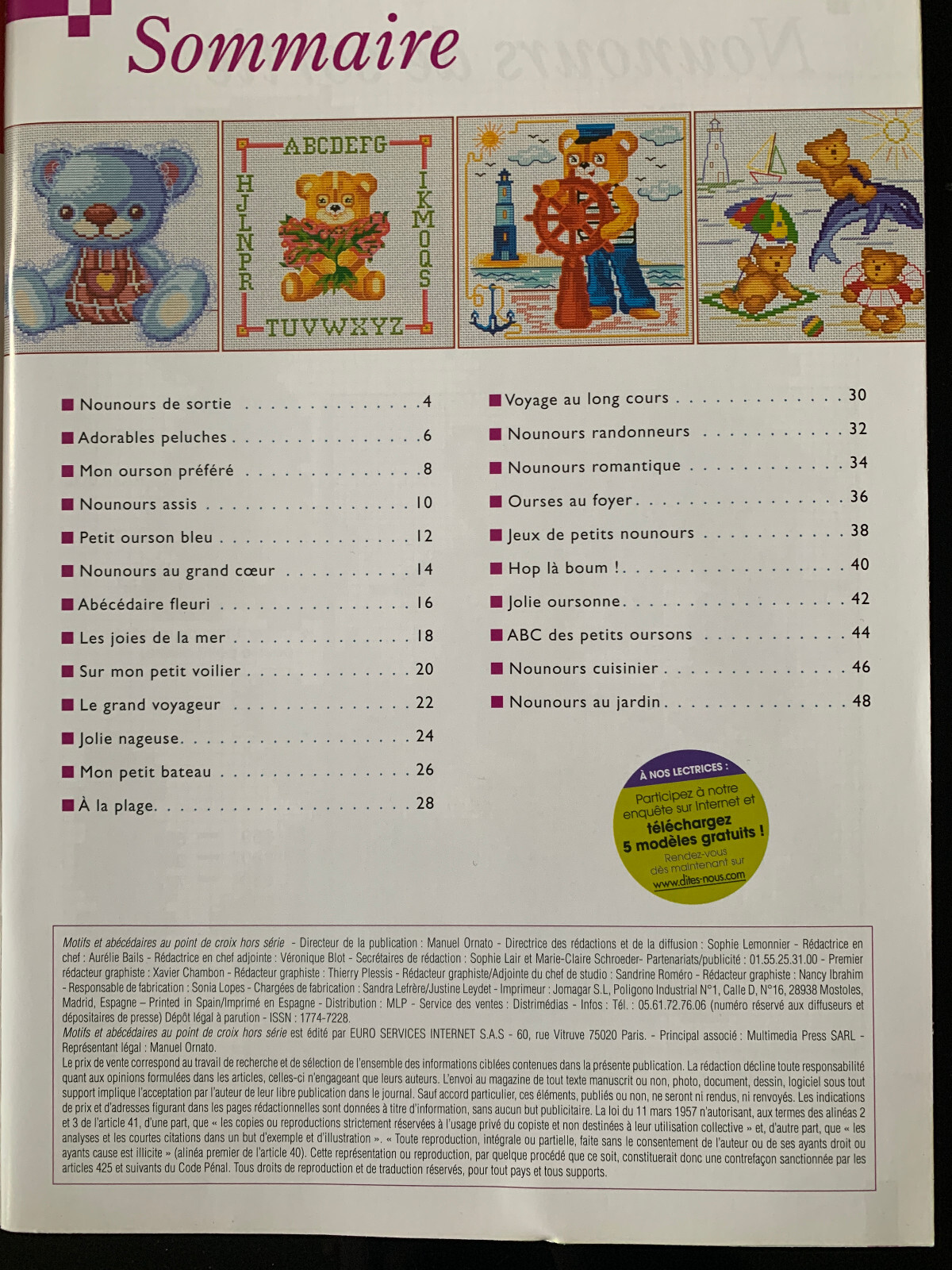POINT DE CROIX livret ourson endormi Enchantments Series EUR 3,50