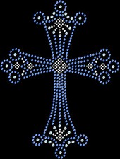 Rhinestone Bling Sparkle Iron On Transfer DIY White Clear Blue Cross