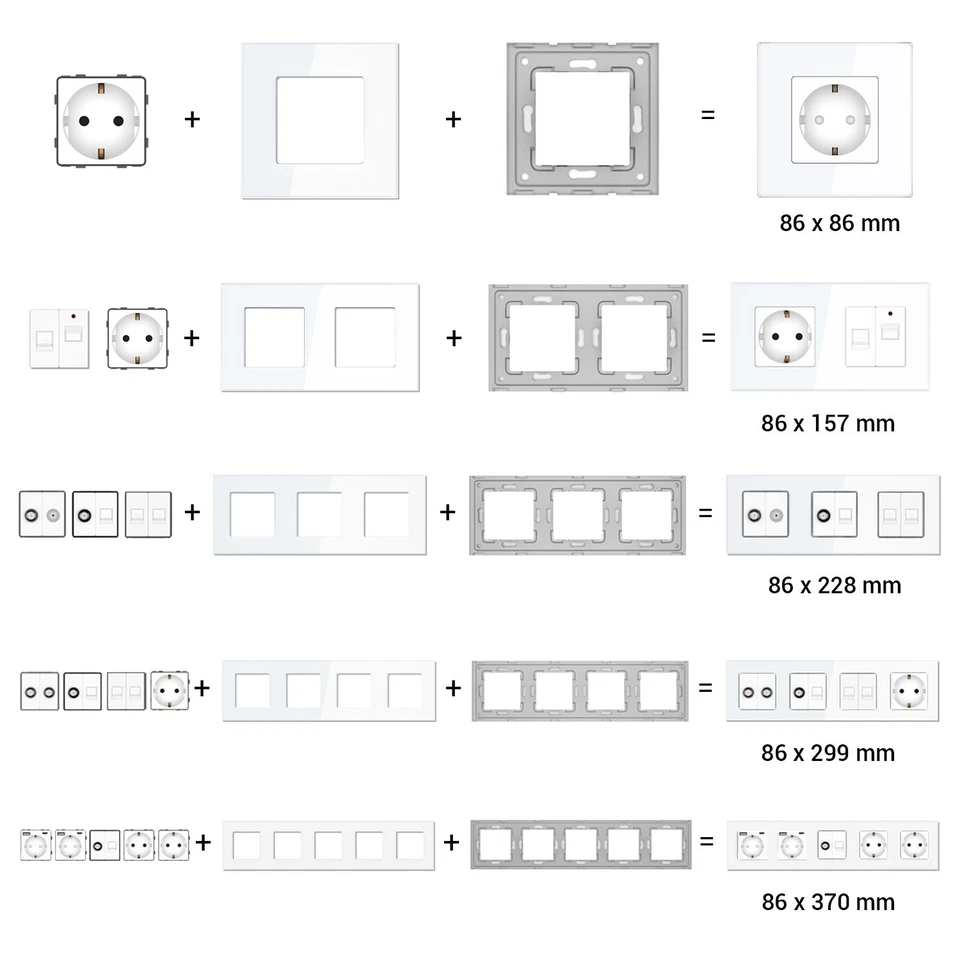 Glas Lichtschalter Steckdose, Wechselschalter, Dimmer, Türklingel, TV, USB, uvm. - Bild 2 von 4