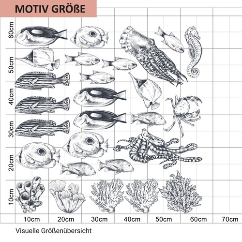 Wandtattoo Bad Fische Meerestiere Wand Sticker Aufkleber Badezimmer Küche Neu - Bild 4 von 5