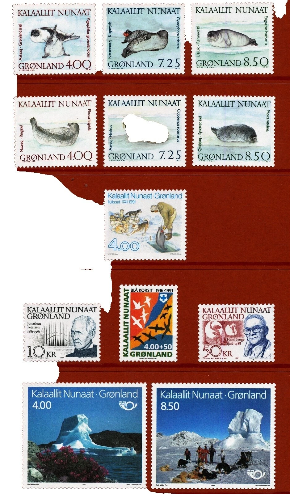 Sin certificación 1991-2000 año de emisión sellos Groenlandia