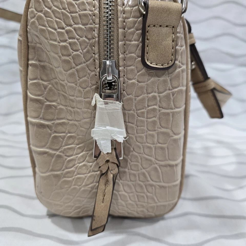 Bolso Bandolera Bolso Cartera Dana Buchman Crema Beige Estampado Animal Reptil Moda Foto 4 de 4