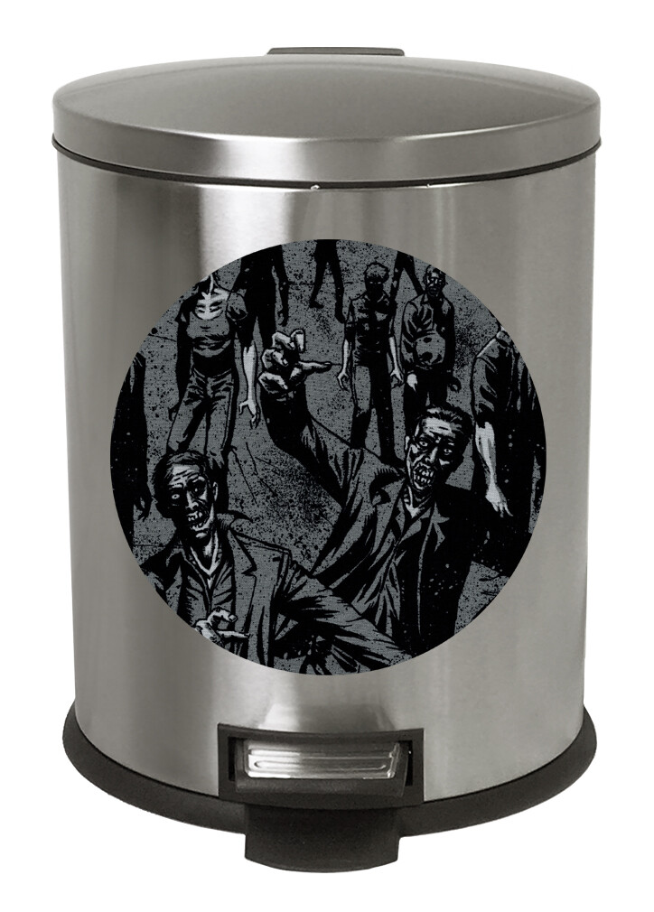 1.3 Gallon Stainless Step Trash Can Skull Zombie Wastebasket