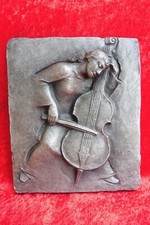 Buderus -picture, Fer - Relief, Contrebasse -spielerin, Signé, 2,8kg