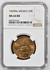 Mexico 20 Centavos 1969 Mo NGC MS 64 RB