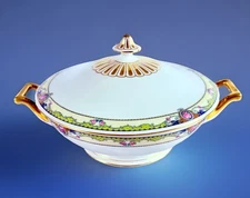 VTG 1940s Thomas Admiral Soup Dish Toureen 2pc Covered Round Vegetable Serving