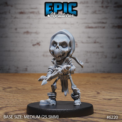 D&D Miniature - Gnome Skeleton Archer Set 139 - 3D Model Print DnD Figur Druck