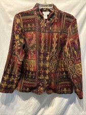 Coldwater Creek Size Petite Lg Brocade Jacket Floral Tapestry Boho Art To Wear