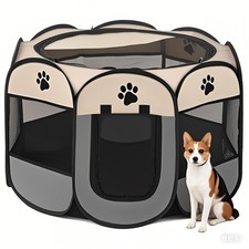 Portable Folding Pet Tent Dog House Octagonal Cage Playpen Puppy Kennel Fence