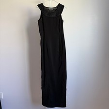 Brunya Black Maxi Dress Beaded Neckline Sleeveless Formal Evening Gown Size 8