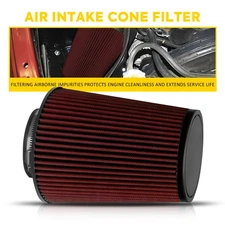 Red Truck Long Performance Flow Cold Air Intake Cone Dry Filter Cotton Gauze
