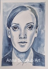 Original Watercolor Woman Portrait No. 88 Small A5 Figurative Art