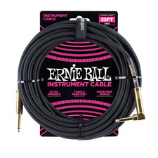 Ernie Ball 25' Braided Instrument Cable - Straight to Angle - Black P06058