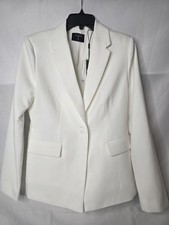 Tahari White Star One Button Blazer Jacket Women's Size 6 NWT