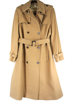 NEW Barbour Melrose Belted Wool Blend Trench Coat in Camel US 14