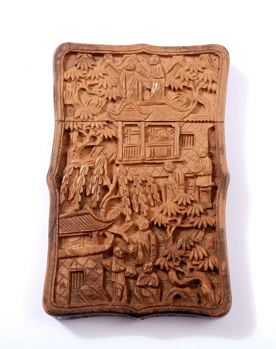 中式木雕在中式古董盒子| eBay