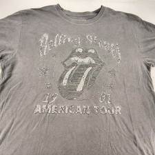 The Rolling Stones Short Sleeve Band Crew Neck Shirt Mens Size Large L Gray