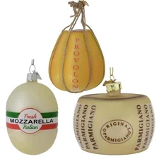 Kurt Adler Noble GEMS Glass Italian Cheese Ornament - 3 Assorted:...