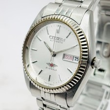 Citizen Eagle 7 4-R05032 Day Date 21 Jewels Automatic Mens Watch Auth Works