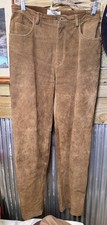 Hugo Buscati Collection Women's Brown Leather Pants Chino Straight Lined Size 8P