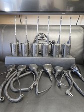 MOTOROLA CP100D RADIO, SET OF 6 RADIOS, MICS, CHARGING BASE