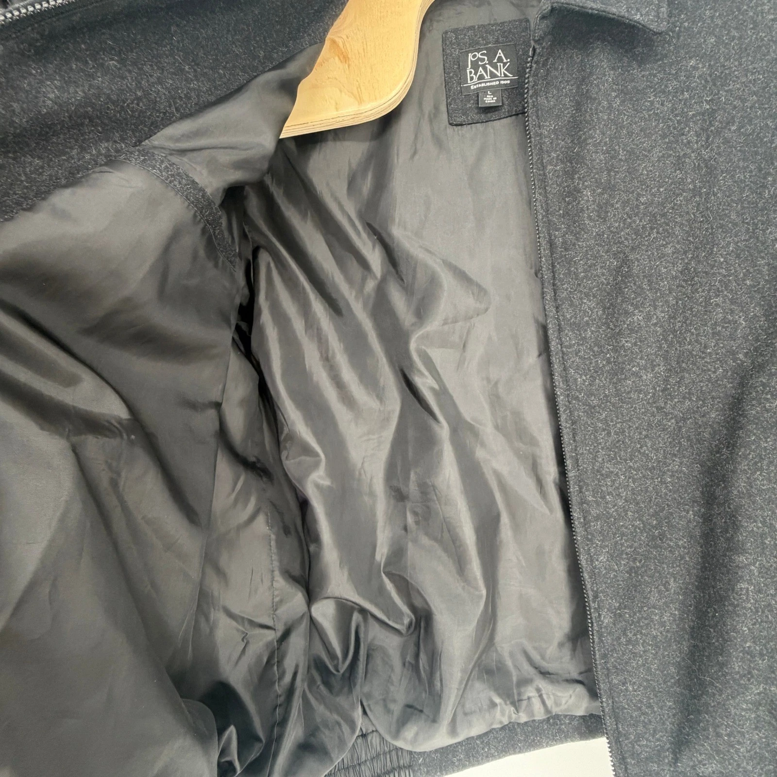 Jos. A. Bank Mens Wool Blend Full Zip Jacket Charcoal Gray Large L Regular NWOT image 4