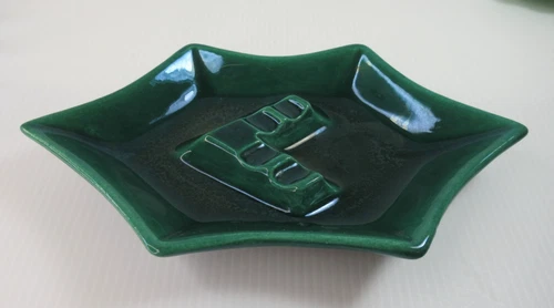 Vintage MCM Royal Haeger USA Mid Century Green Ashtray Trinket Dish #138