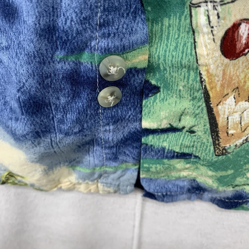 Camisa Pierre Cardin Para Hombres Hawaiana Bebidas Alcohólicas En La Playa Boho 100% Rayón L Foto 4 de 4