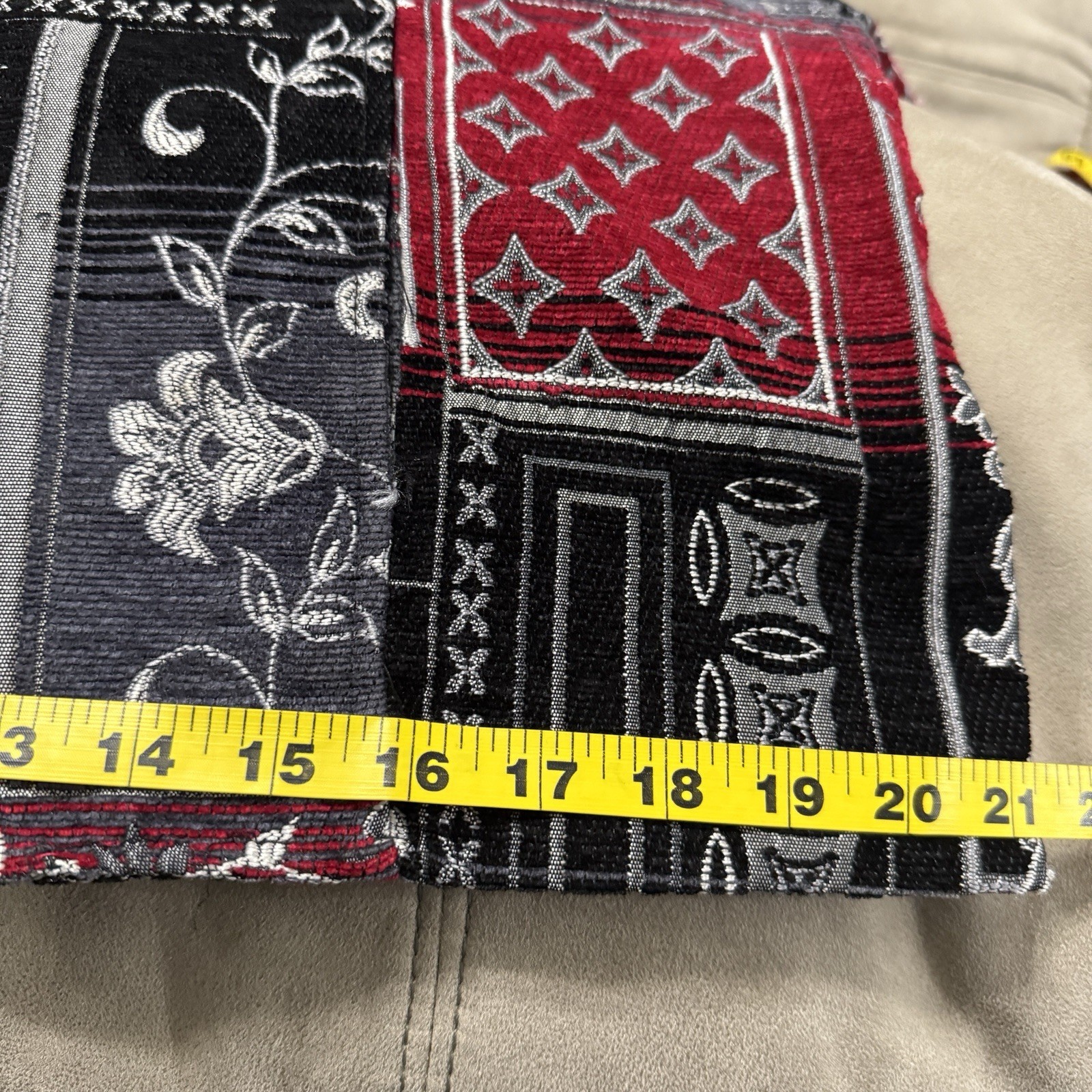 Boho Patchwork Tapestry Jacket Red Black Jacquard… - image 9