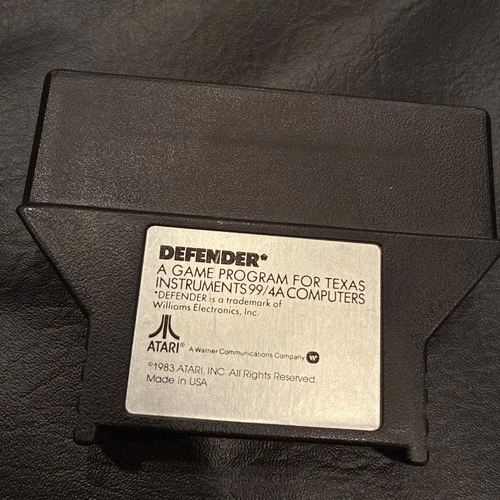 TI-99/4A - Defender - Atari Solid State Game Cartridge - Cleaned Tested